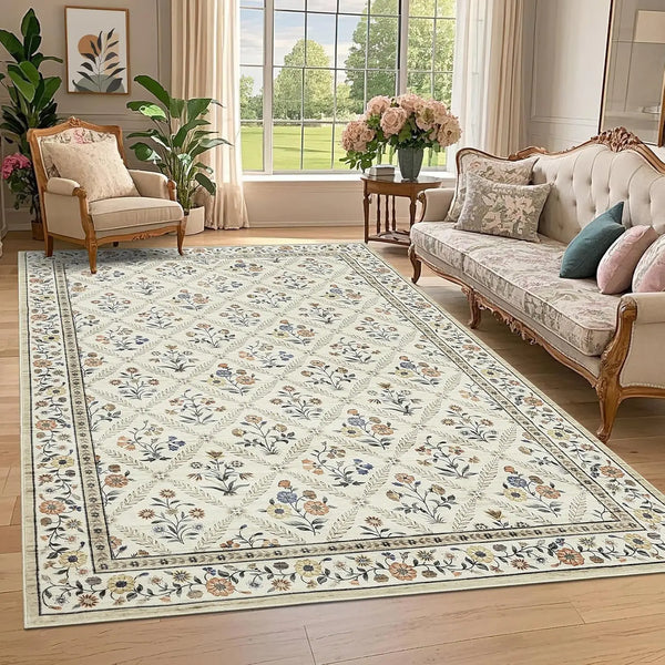 Washable Area Rug Non Slip Vintage Living Room Home Office