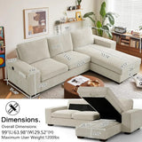 Convertible Sectional Sofa With USB And Reversible Design