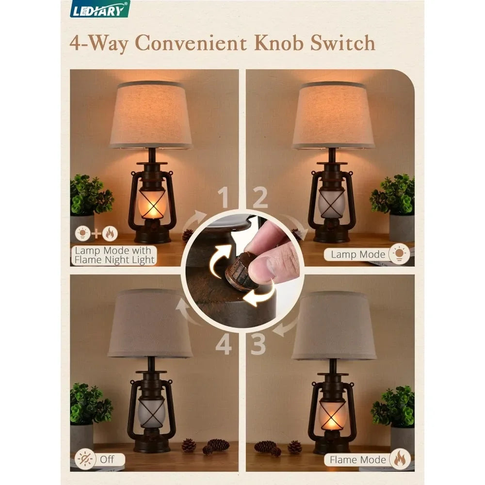 Vintage Flickering Flame LED Lantern Lamps for Bedroom