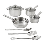Ten Piece Nonstick Stainless Steel Cookware Set for Everyday