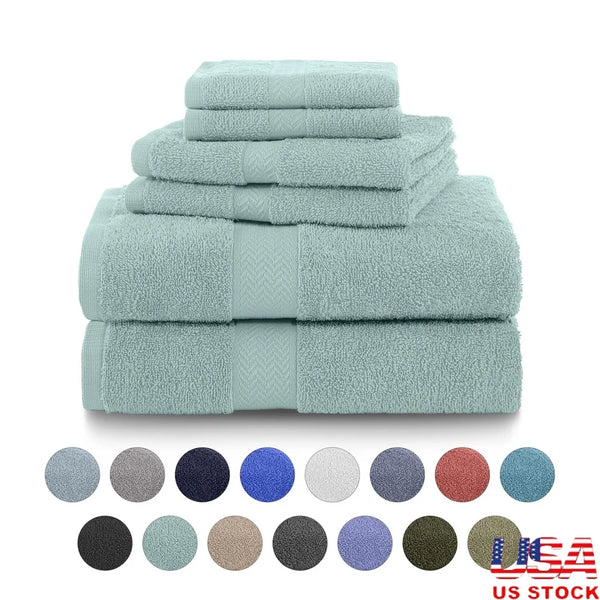 Luxury 100 Percent Cotton Towel Set Absorbent Quick Dry