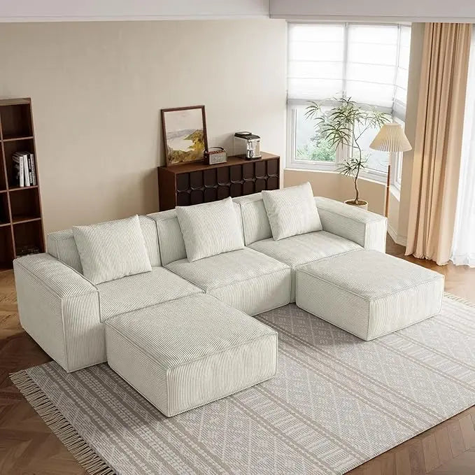Luxury Cloud Style Sectional Sofa With Ottomans Living Room