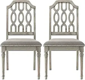 Farmhouse Dining Chairs Set of 2 Armless Upholstered French