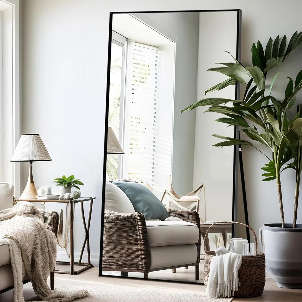 Floor Standing Mirror With Aluminum Alloy Frame Modern