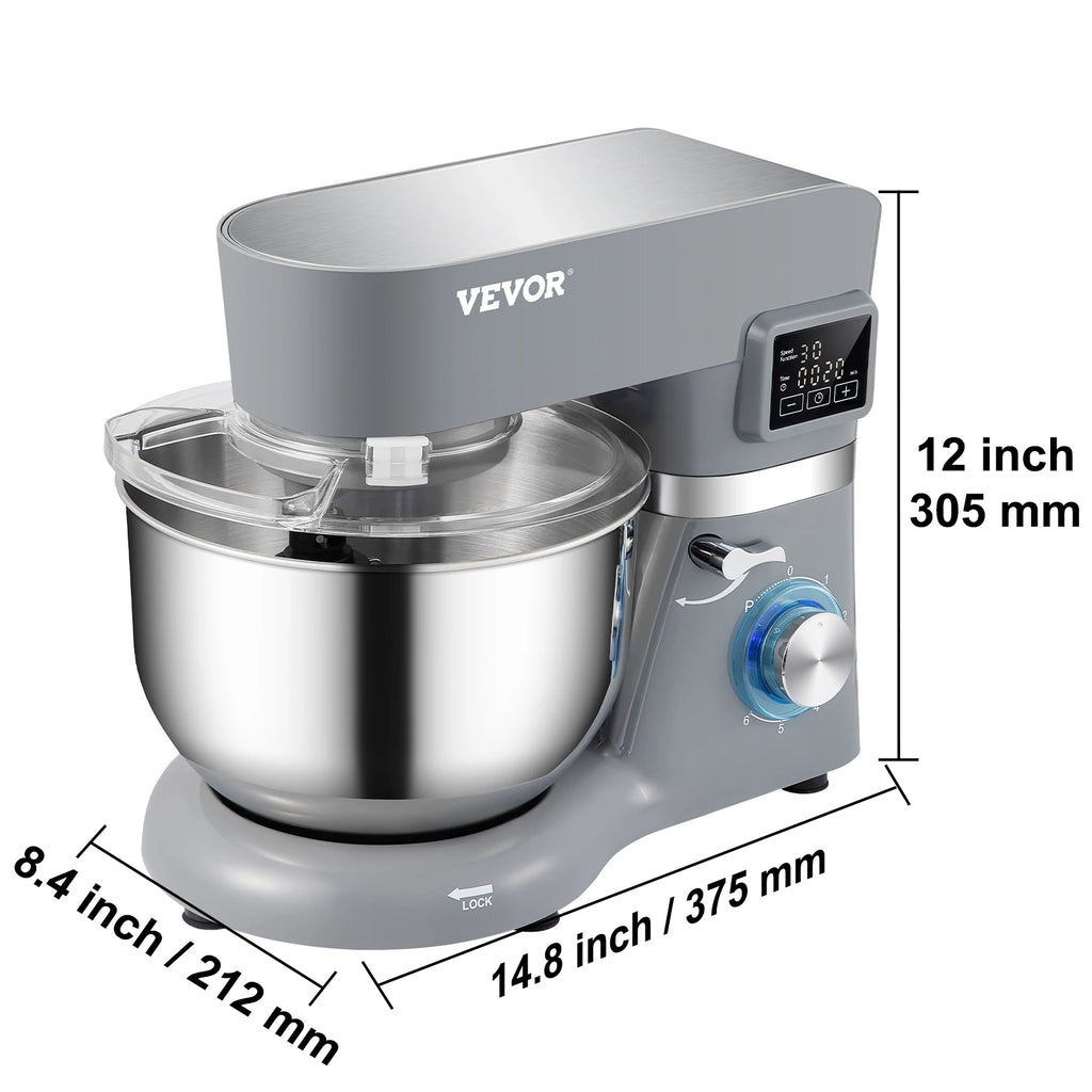 SucceBuy Stand Mixer With 6 Speeds LCD Timer Dough Hook