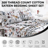 Tribeca Living Cotton Sateen Floral Sheet Set With Pockets