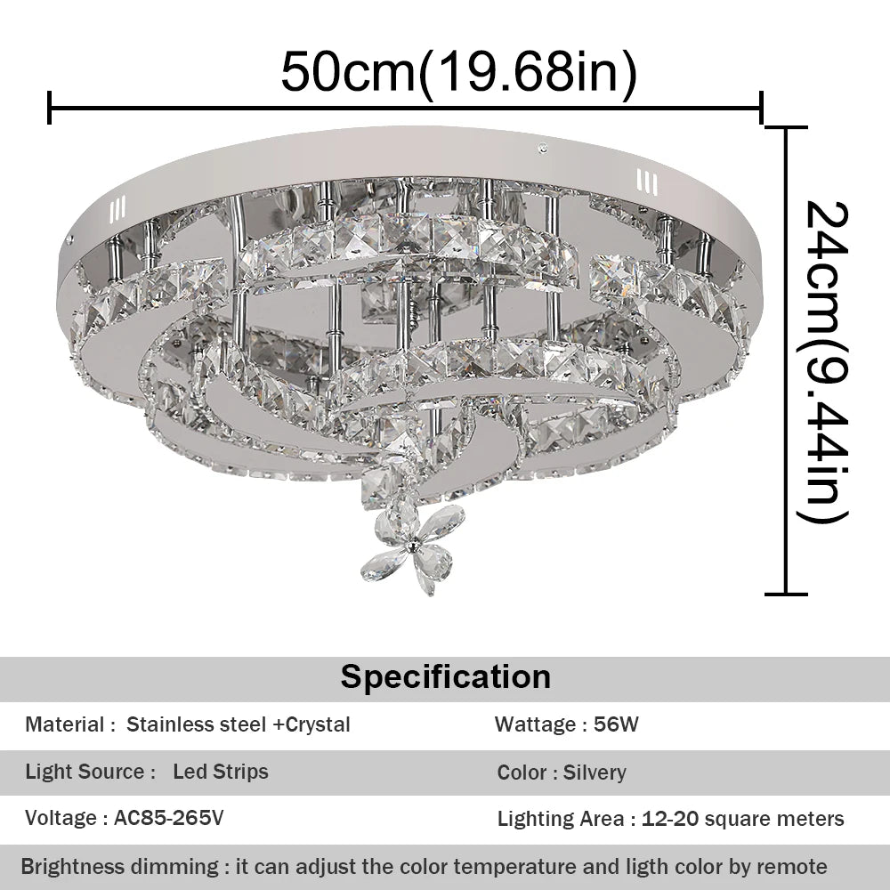 Modern Crystal LED Chandelier Elegant Home Decor Pendant Light
