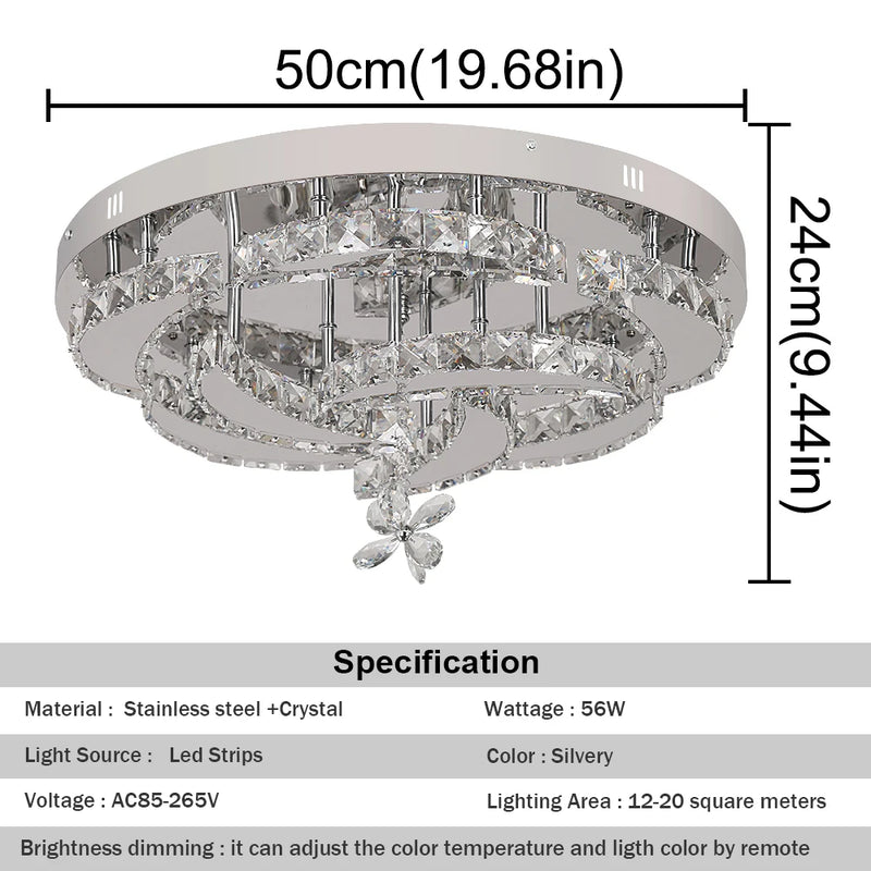 Modern Crystal LED Chandelier Elegant Home Decor Pendant Light