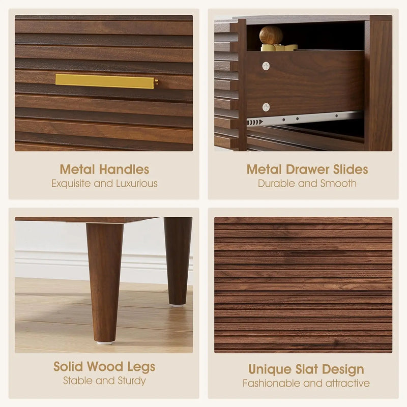 Premium Night Stand With USB Charging Station Set Of Two