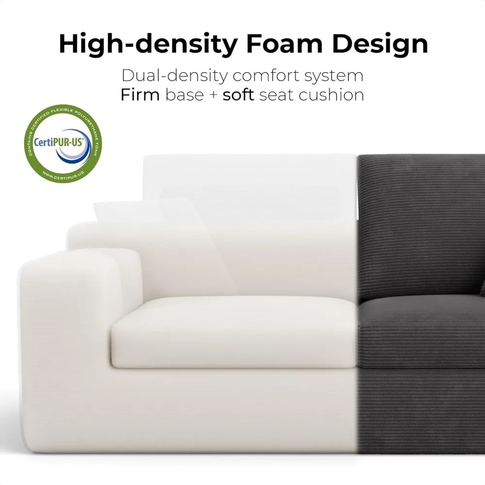 Modern Corduroy Loveseat Sofa in a Box for Small Spaces