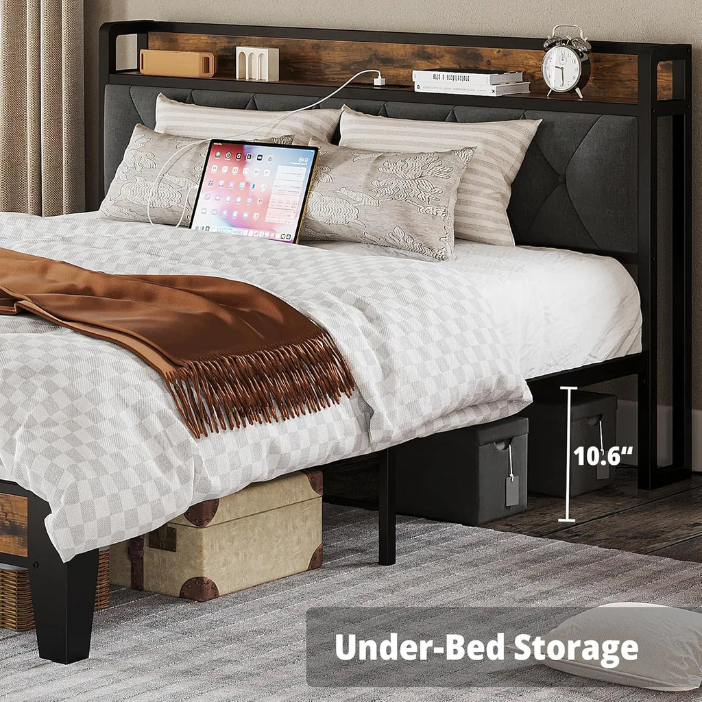ANCTOR Bed Frames With Storage Headboard And Outlets