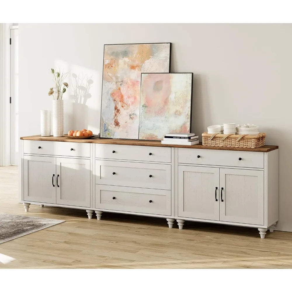 Vintage Wood Grain Sideboard Cabinet with Storage and Style