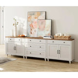 Vintage wood grain sideboard cabinet with ample storage