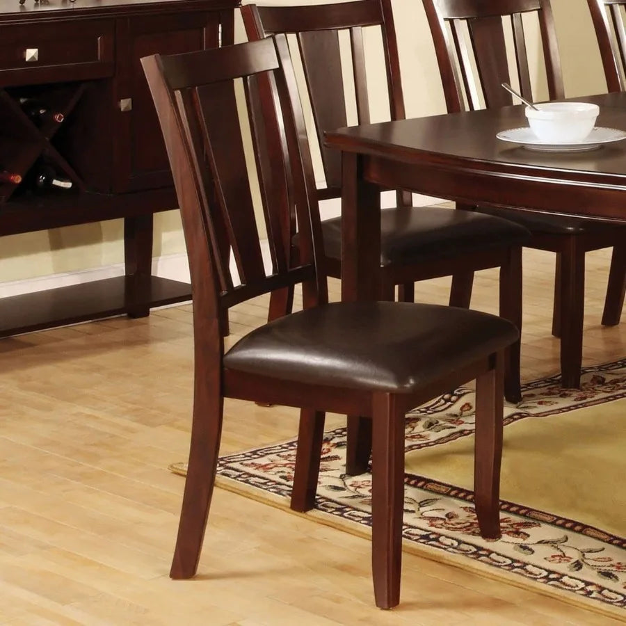 Set of Side Chairs Solid Wood Padded Leatherette Seats