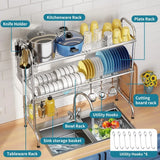 Stainless Steel Over Sink Drying Rack With Utensil Holder