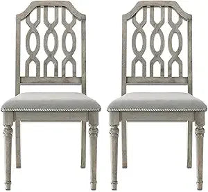 Farmhouse Dining Chairs Set of 2 Armless Upholstered French