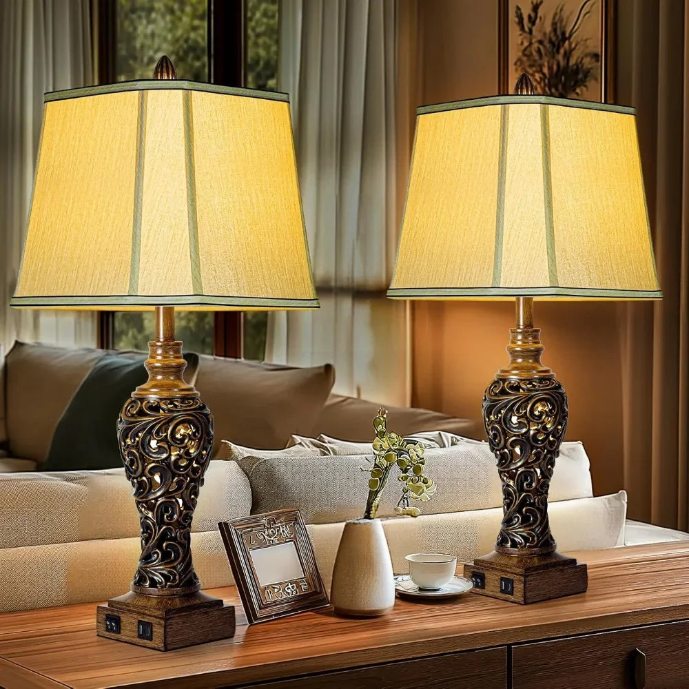 Customizable Farmhouse Table Lamps With USB Ports Glow