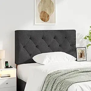 Elegant upholstered queen headboard with adjustable padded frame
