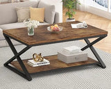 Wood Coffee Table With Storage For Living Room Farmhouse