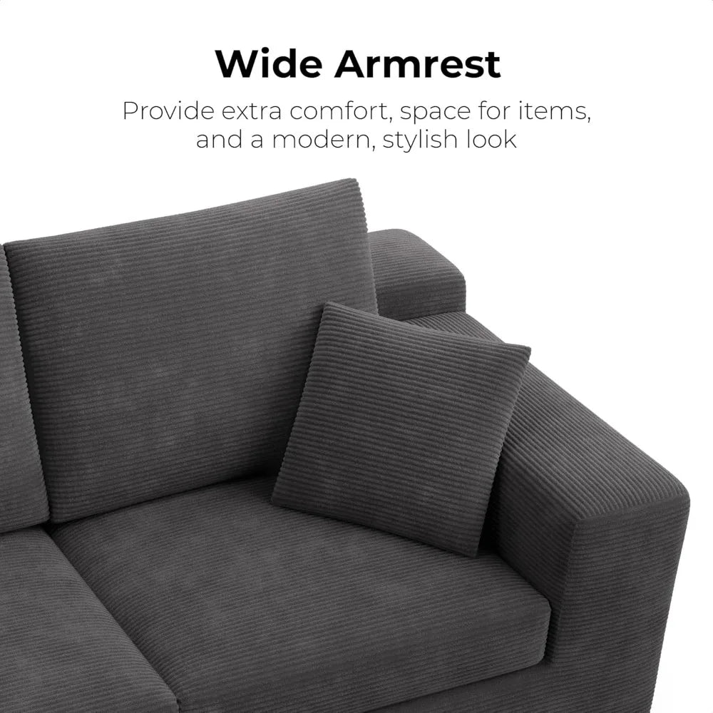 Modern Corduroy Loveseat Sofa in a Box for Small Spaces