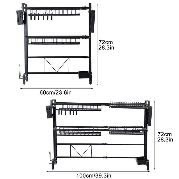 Over Sink Two Tier Kitchen Rack Drainer Organizer Space Saver