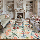 Floral Bohemian Area Rug Washable Non Slip Low Pile Carpet