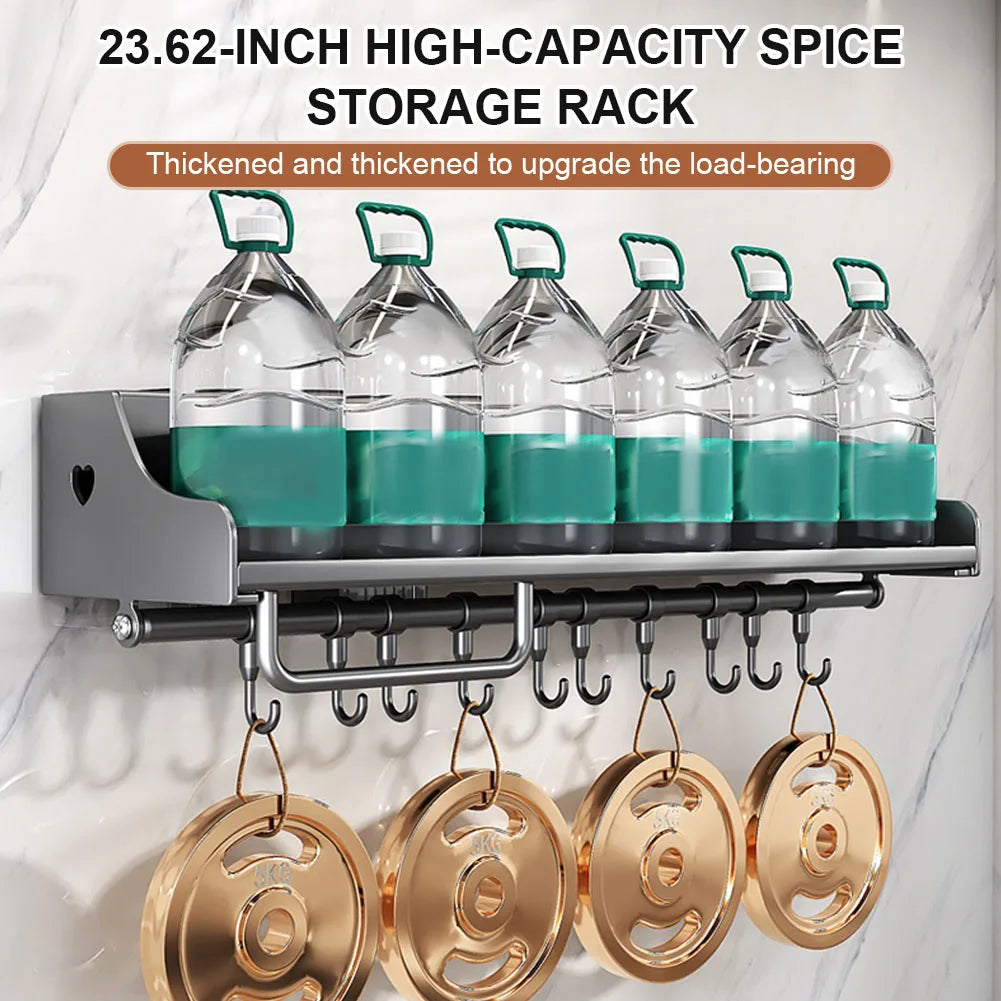 Hanging Metal Kitchen Storage Rack With Hooks For Spices