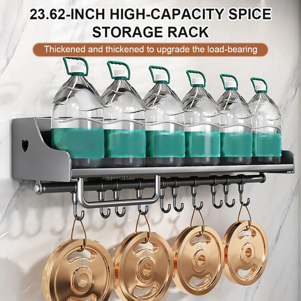 Hanging Metal Kitchen Storage Rack With Hooks For Spices