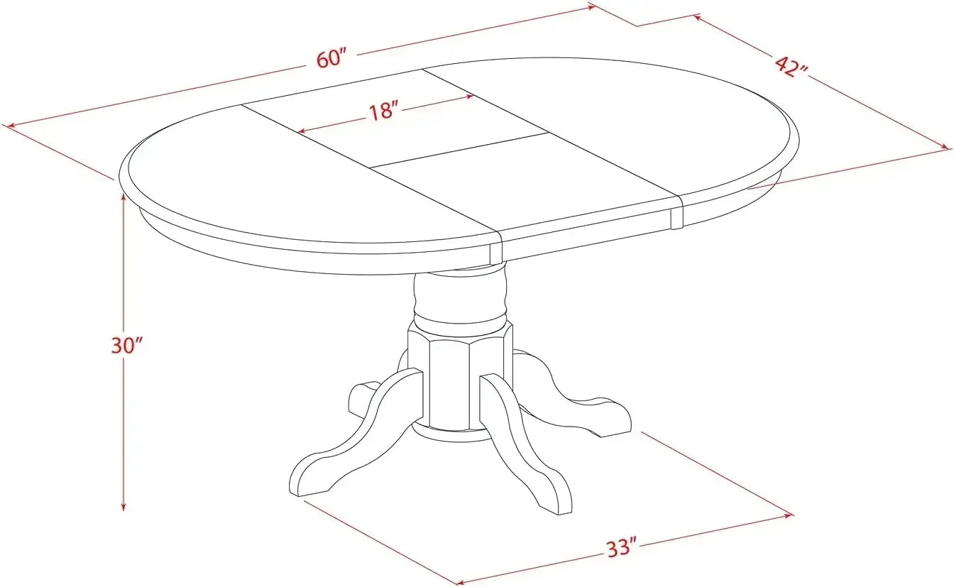 Oval Dining Table Set Butterfly Leaf Faux Leather Chairs
