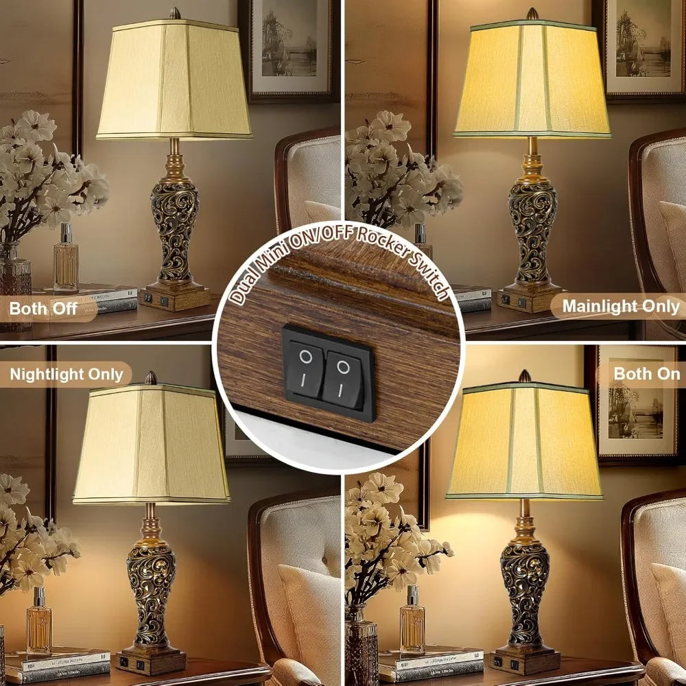 Customizable Farmhouse Table Lamps With USB Ports Glow