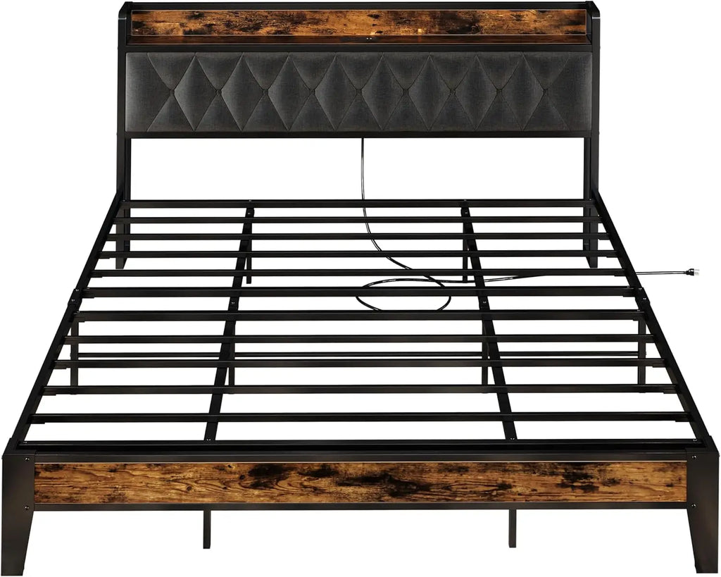 ANCTOR Bed Frames With Storage Headboard And Outlets