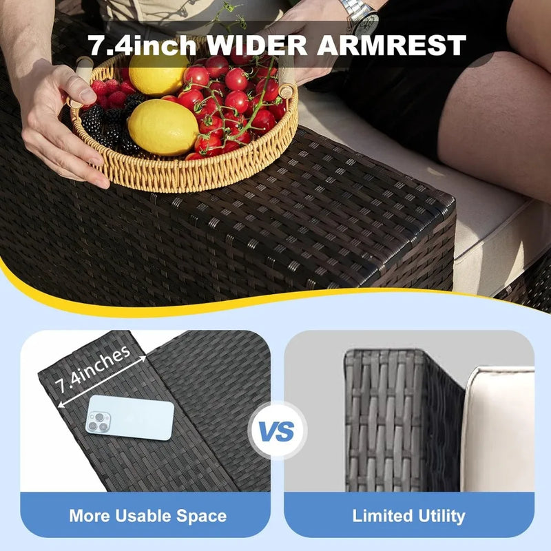 Outdoor Wicker Patio Furniture Set With Tea Table Cushions