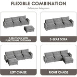 Modular Sectional Sofa With Reversible Ottoman Comfort