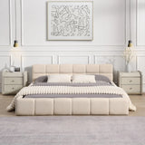 Upholstered Headboard Bed Frame Chenille Checkerboard Design