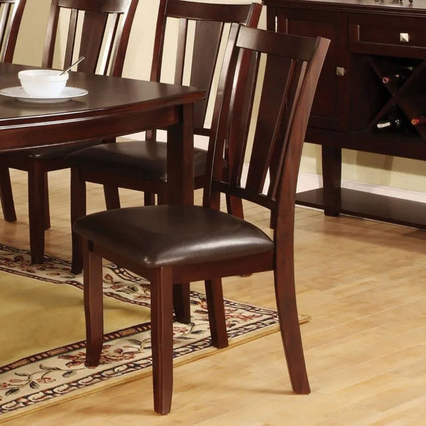 Set of Side Chairs Solid Wood Padded Leatherette Seats
