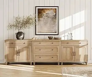 Reclaimed wood style vintage sideboard cabinet with storage