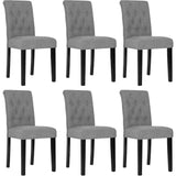 Six Button Tufted Dining Chairs With Solid Wood Legs