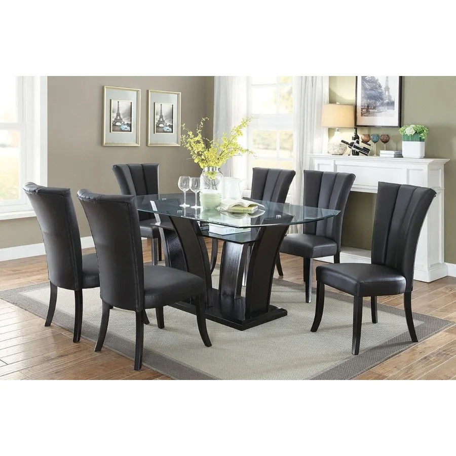 Upholstered Dining Chairs With Wide Flair Back Set Of Two
