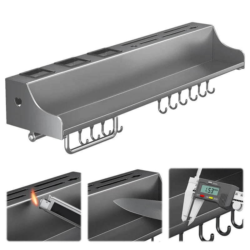 Hanging Metal Kitchen Storage Rack With Hooks For Spices