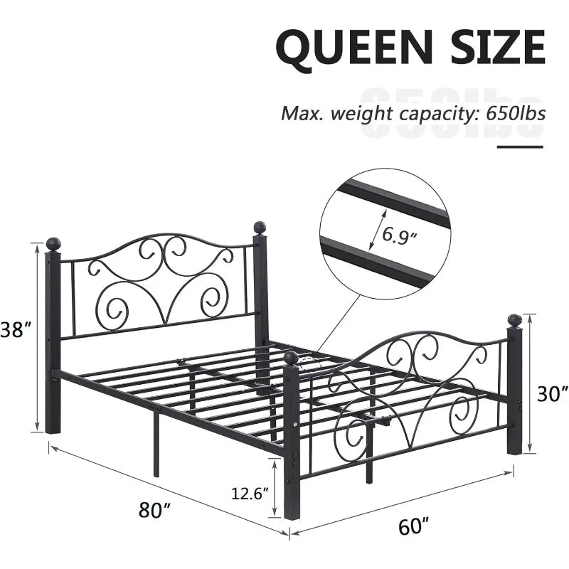 Heavy Duty Metal Bed Frame With Headboard And Footboard