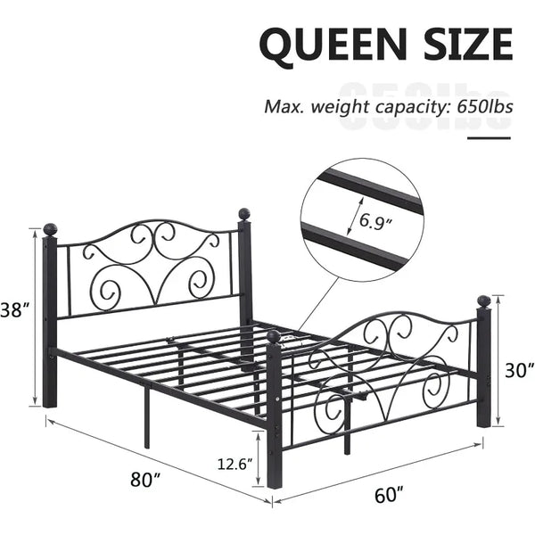 Heavy Duty Metal Bed Frame With Headboard And Footboard