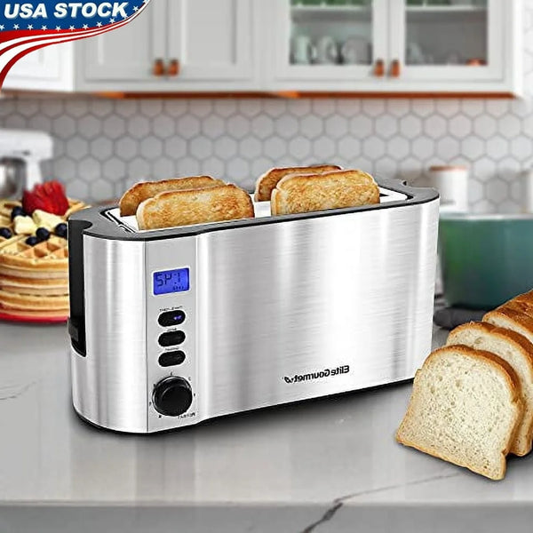 Digital Stainless Steel 4 Slice Toaster With Bagel Defrost