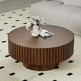 Round Fluted Coffee Table Modern Circular Pedestal Center
