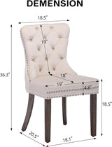 Velvet Dining Chairs Set of Six Tufted Nailhead Trim