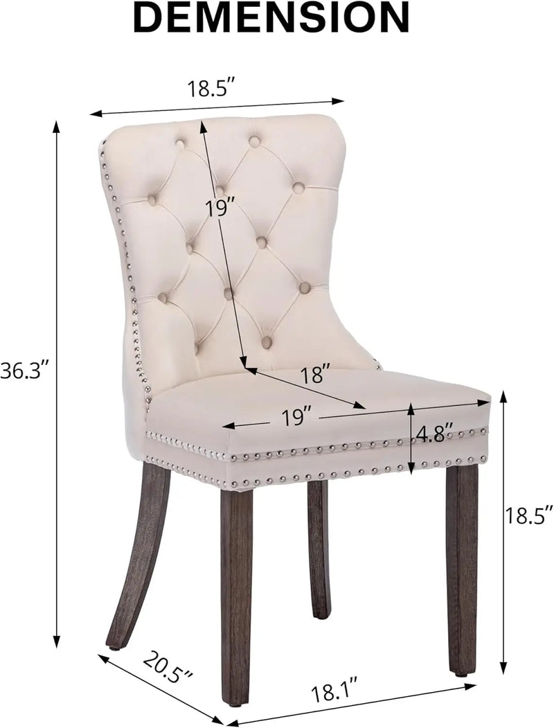 Velvet Dining Chairs Set of Six Tufted Nailhead Trim