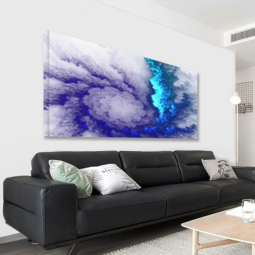 Modern Abstract Wall Art in Pine Solid Wood Frame Decor