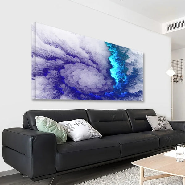 Modern Abstract Wall Art in Pine Solid Wood Frame Decor