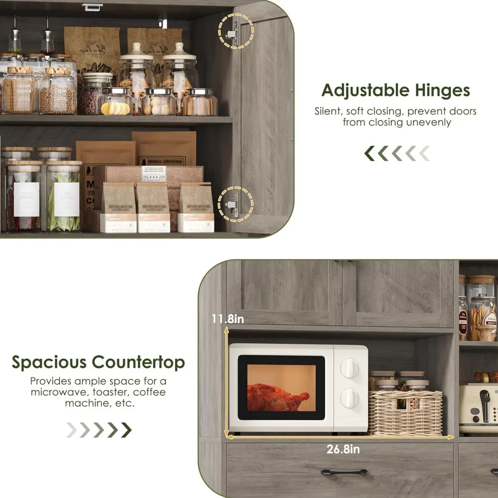 Modern Kitchen Hutch With Five Doors And Two Drawers