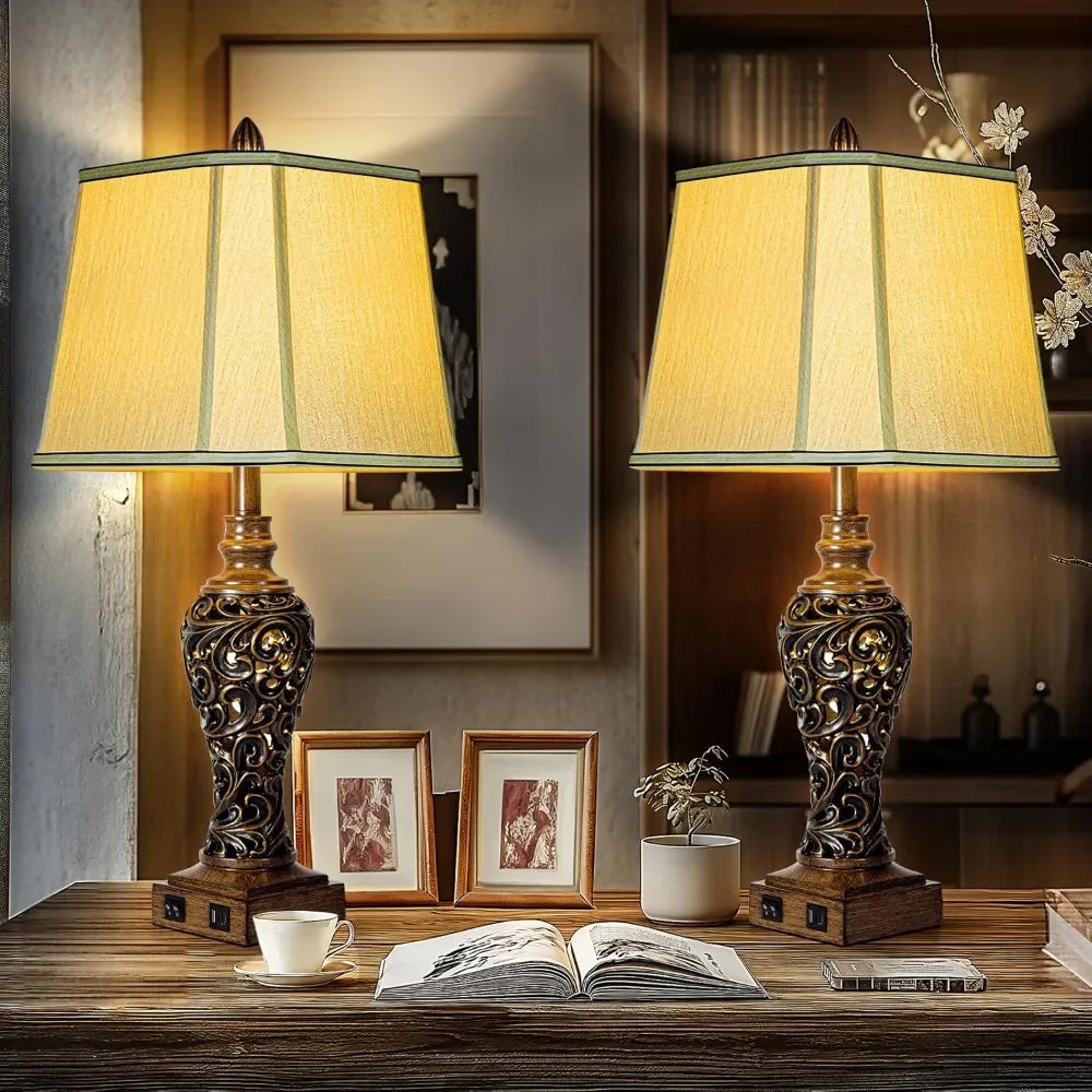 Customizable Farmhouse Table Lamps With USB Ports Glow
