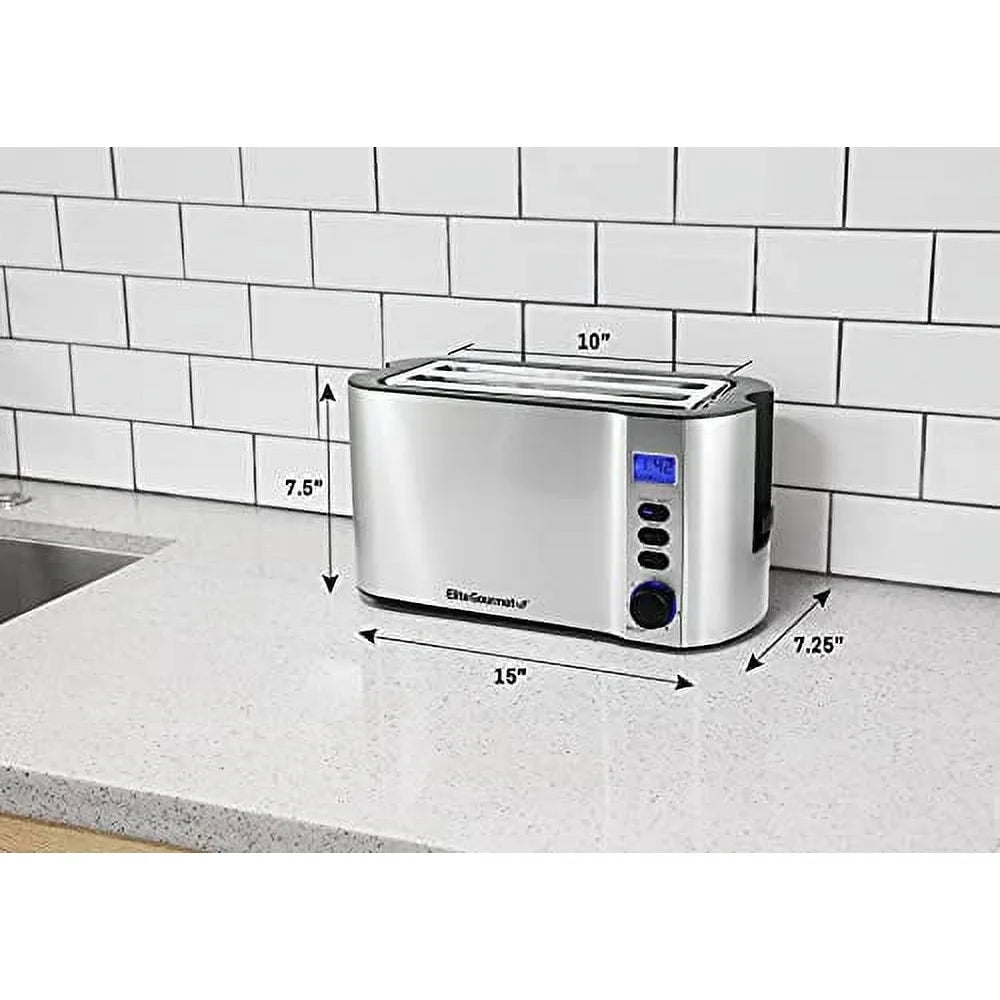 Digital Stainless Steel 4 Slice Toaster With Bagel Defrost